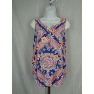 J Jill Floral Scarf Handkerchief Hem Tank Top Size Small